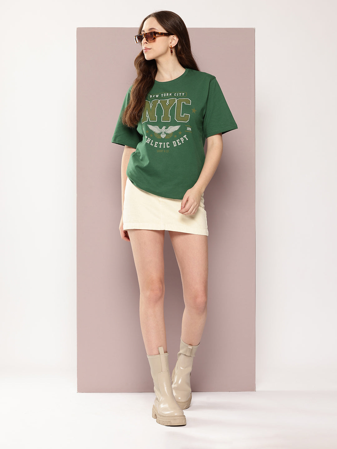Womens Half Sleeve Round Neck Printed Oversized Fit Tshirts