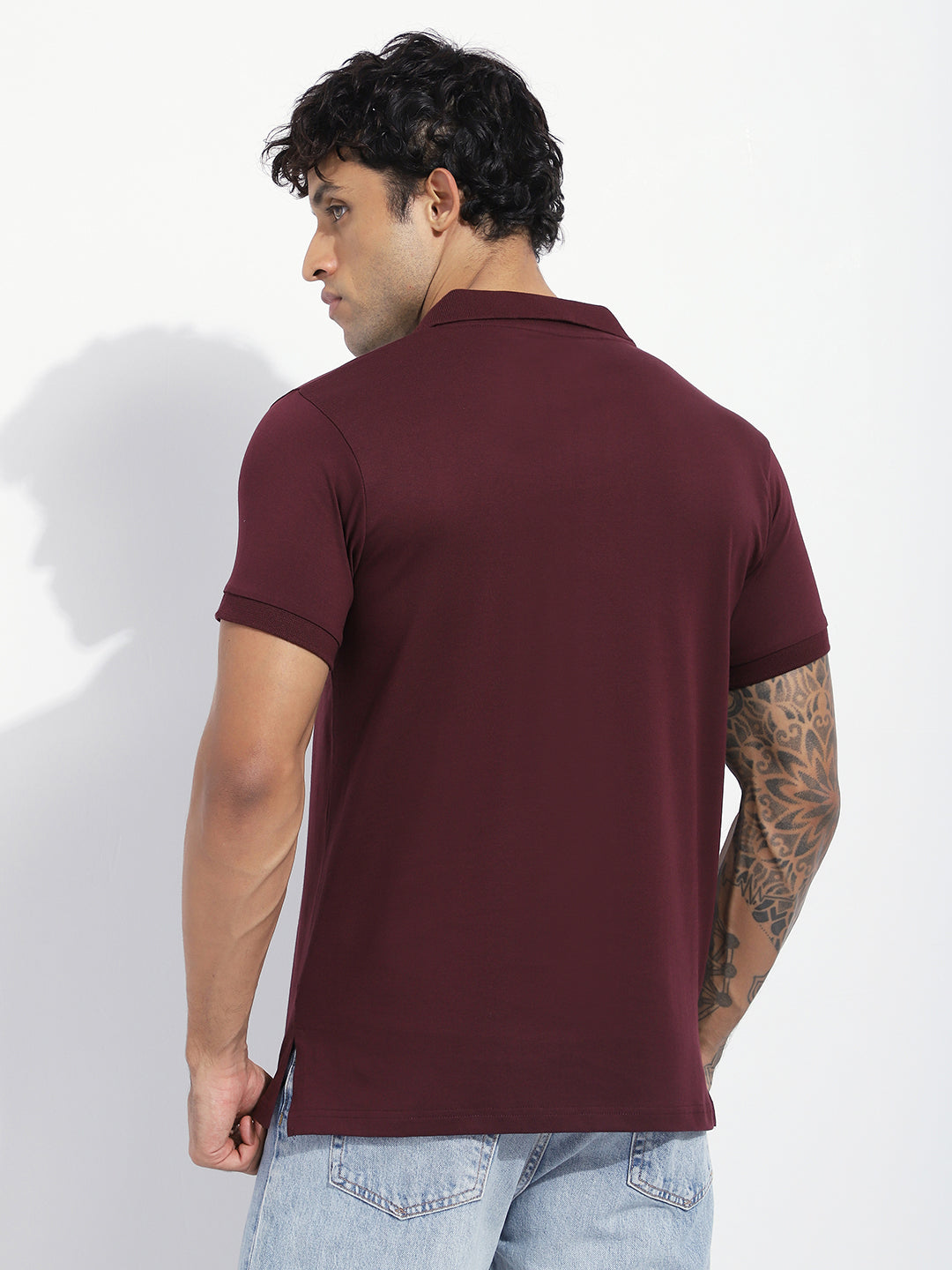 Mens Half Sleeve Polo Neck Solid Regular Fit Tshirts