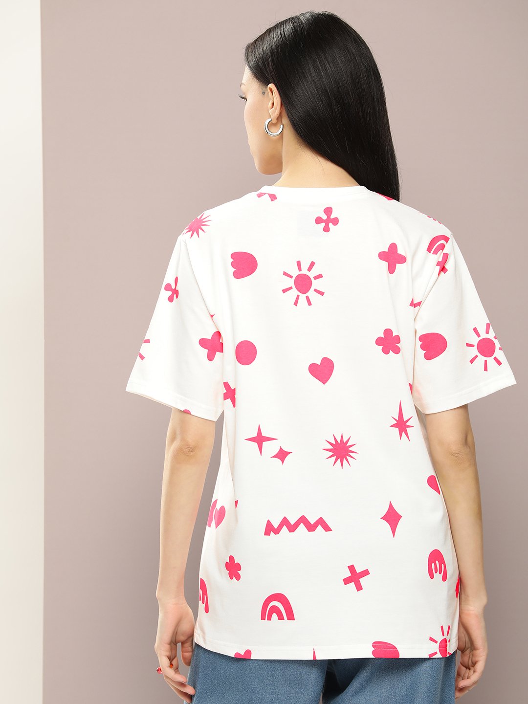 Womens Short Sleeve Round Neck Oversized Fit T-Shirt