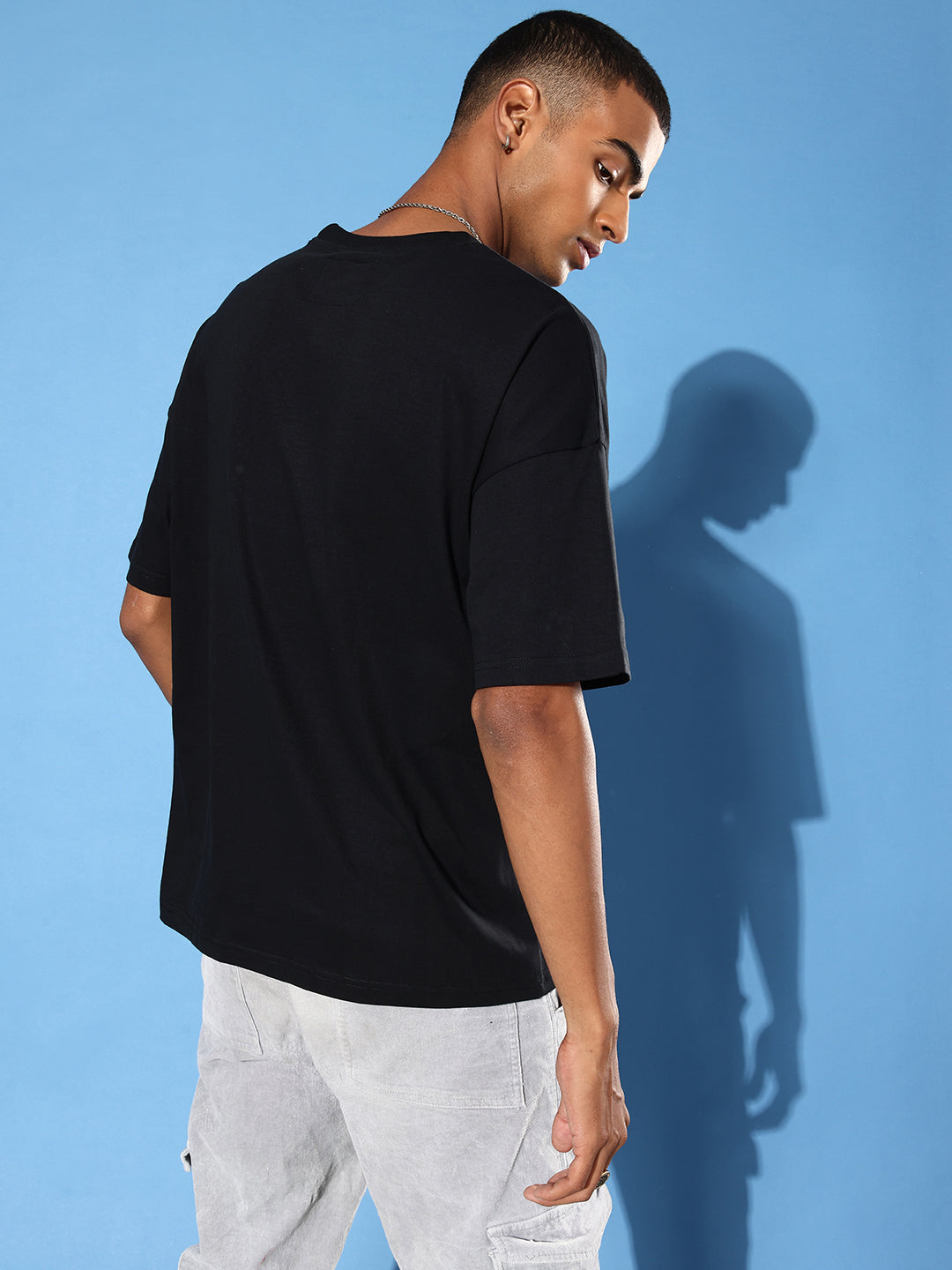 Mens Half Sleeve Drop Shoulder Printed Oversized Fit T-Shirts
