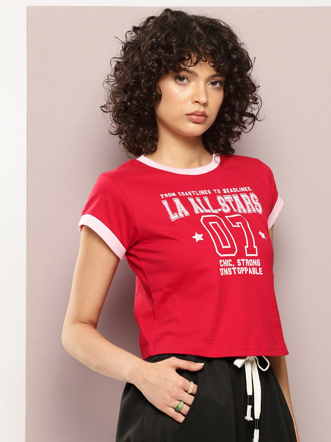 Womens Half Sleeve Round Neck Printed Regular Fit Tshirts