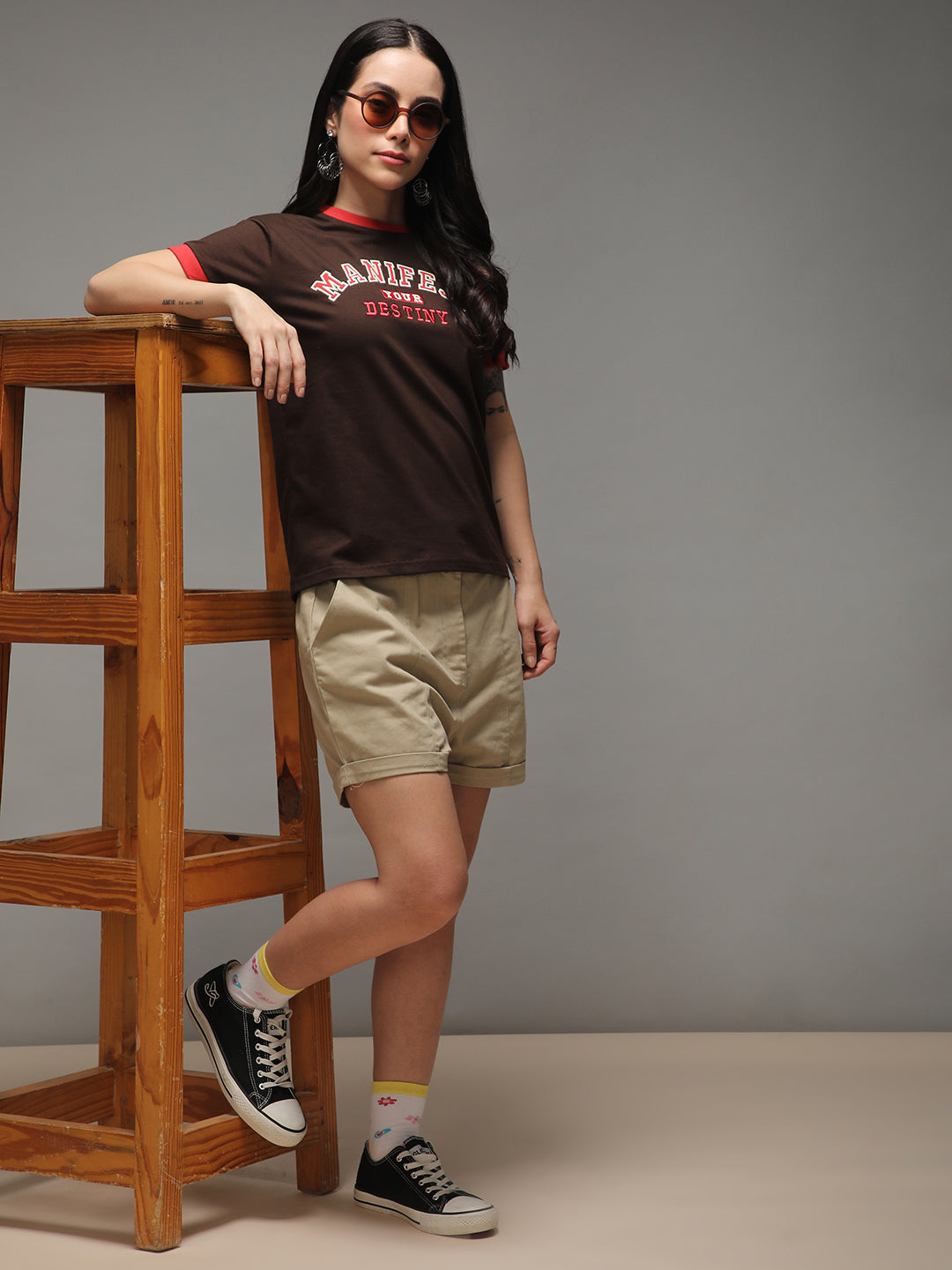 Womens Half Sleeve Round Neck Embroidery Regular Fit Tshirts