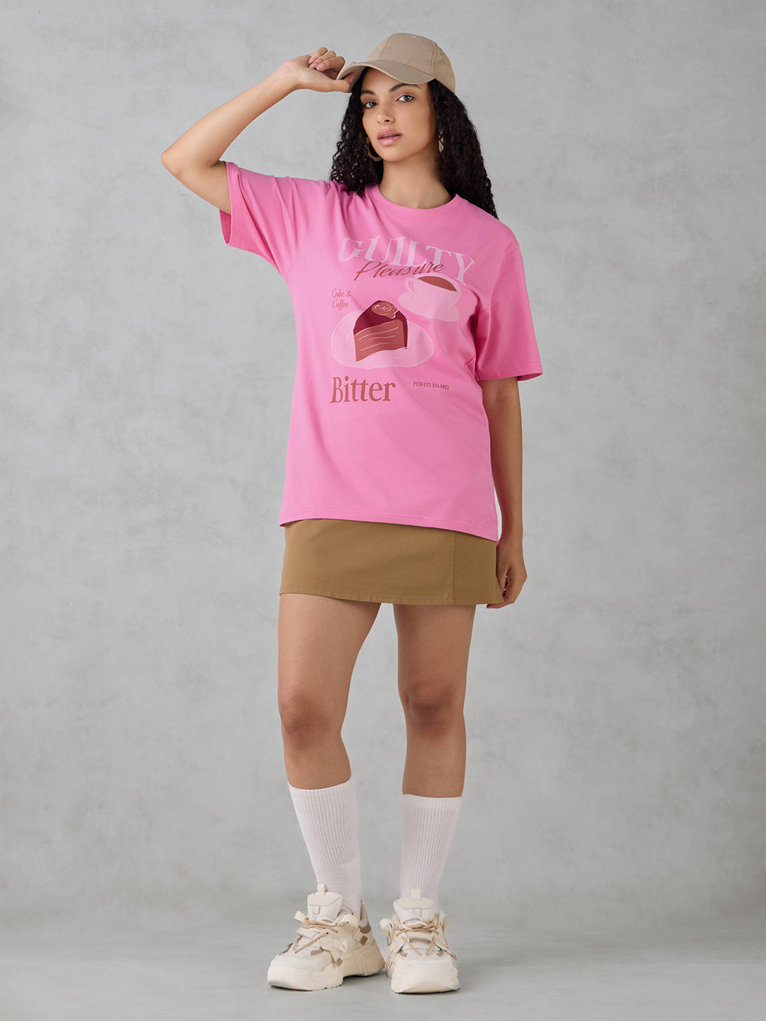 Womens Half Sleeve Printed Oversized Fit Tshirt