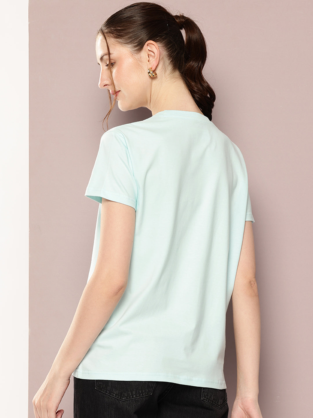 Womens Short Sleeve Embroidery Boxy Regular Fit Tshirt