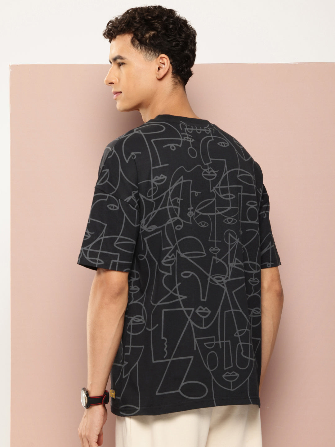 Mens Half Sleeve Drop Shoulder Printed Oversized Fit T-Shirts