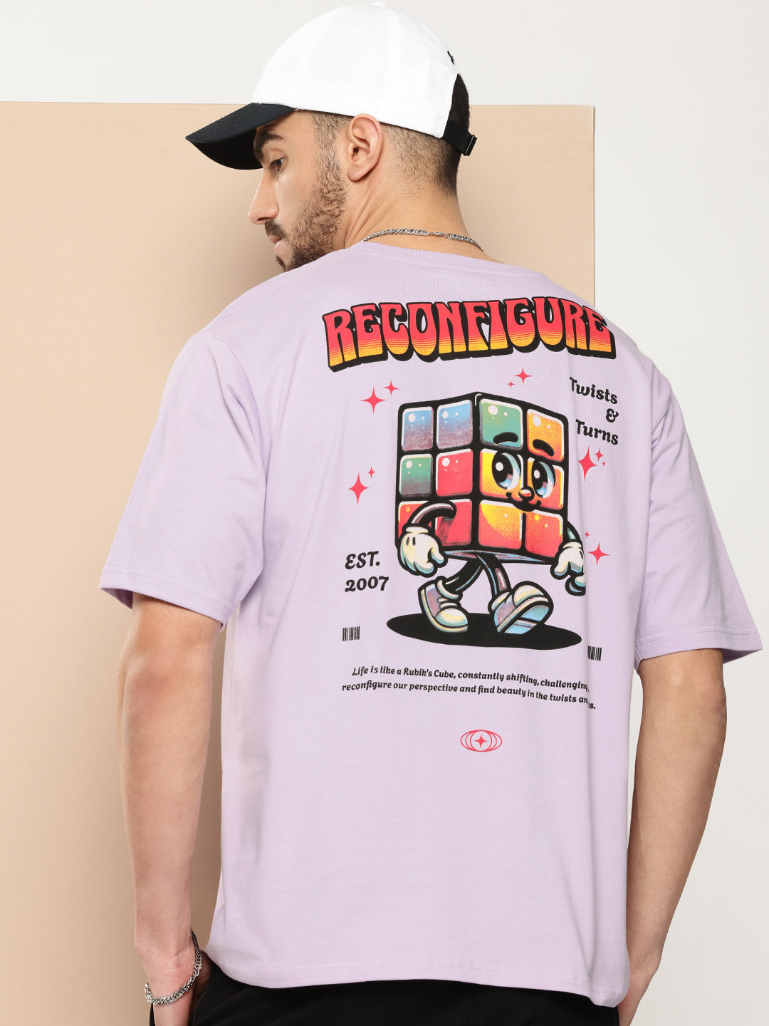 Mens Half Sleeve Round Neck Back Printed Oversized Fit Tshirts