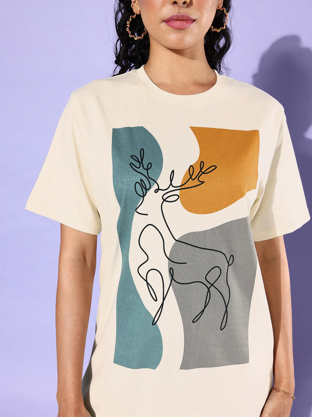 Womens Half Sleeve Round Neck Oversized Fit T-Shirts