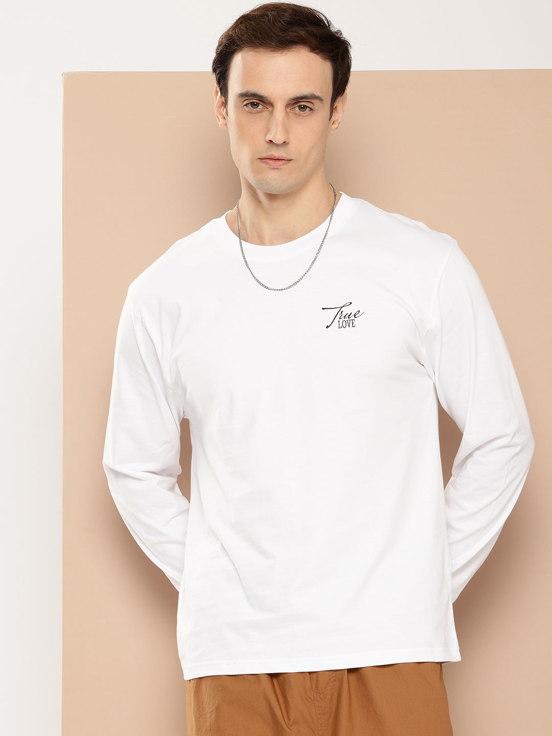 Mens Full Sleeve Round Neck Back Printed Oversized Fit Tshirts