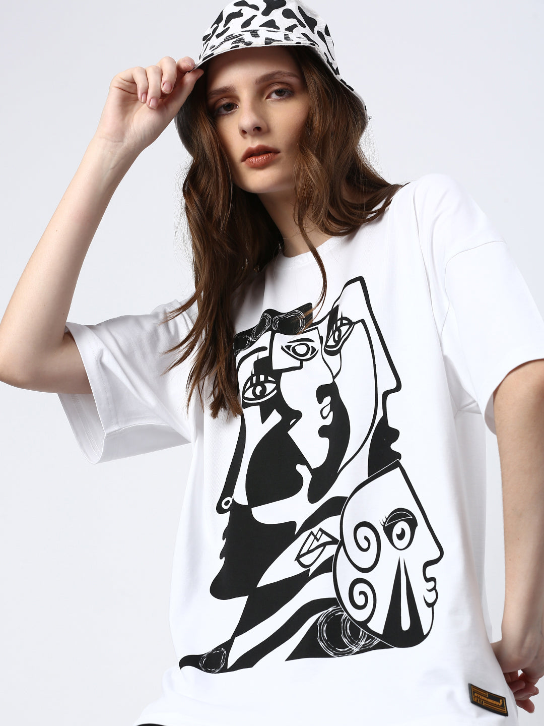 Womens Half Sleeve Drop Shoulder Printed Oversized Fit T-Shirts