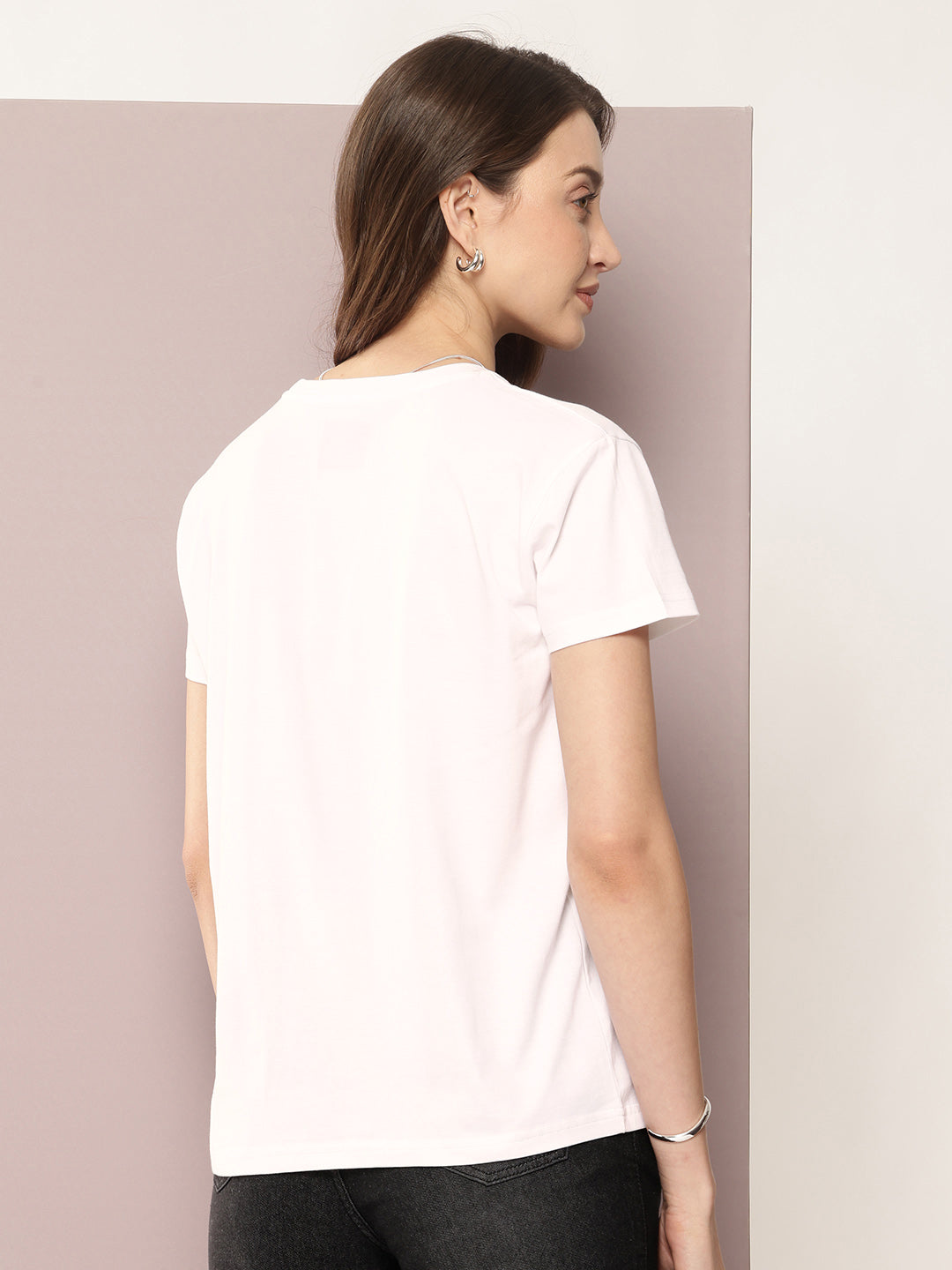 Womens Half Sleeve Round Neck Solid Boxy Fit Tshirts