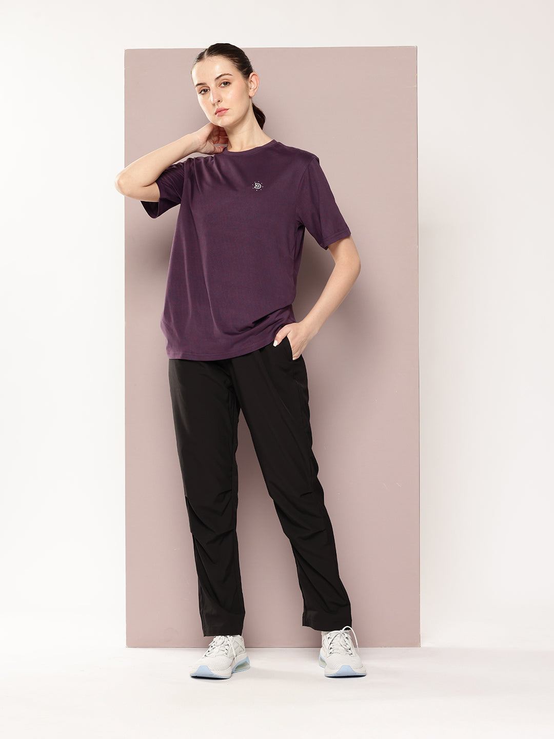 Womens Short Sleeve Round Neck Oversized Polyster Tshirt
