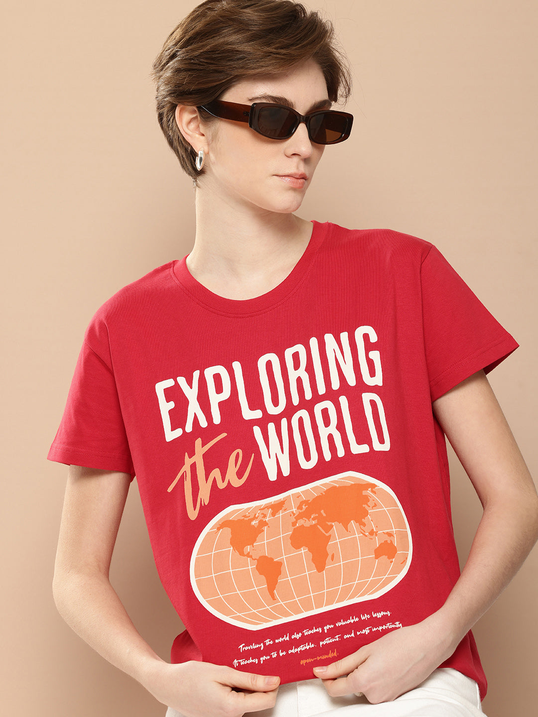 Womens Half Sleeve Round Neck Printed Boxy Fit Tshirts