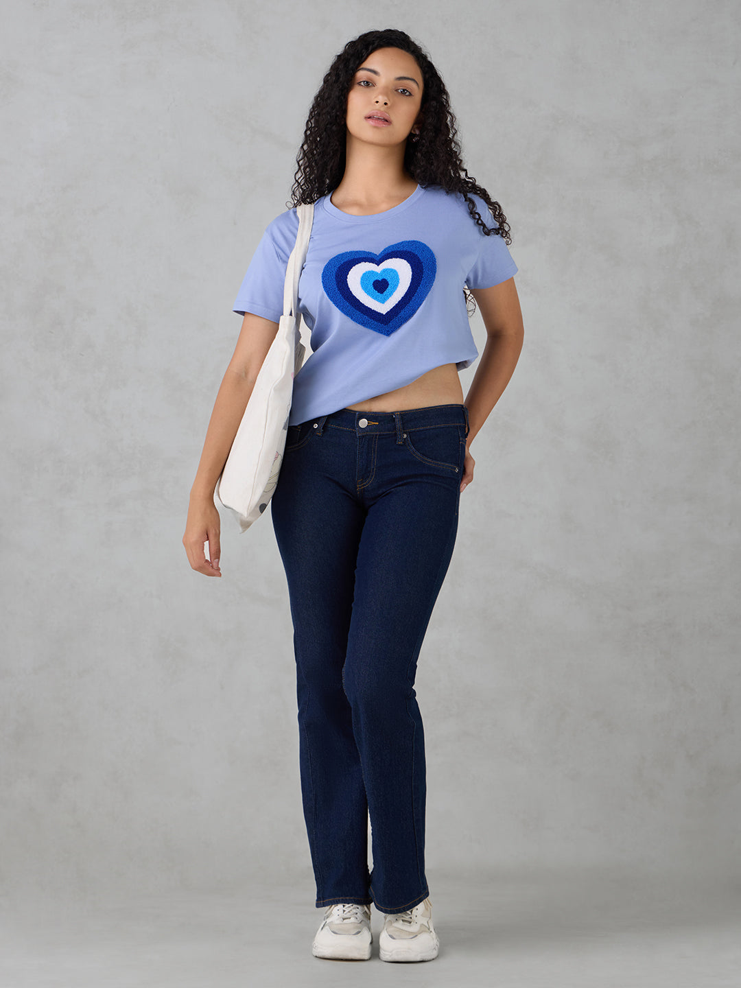 Womens Half Sleeve Chinley Embroidery Boxy Regular Fit Tshirt