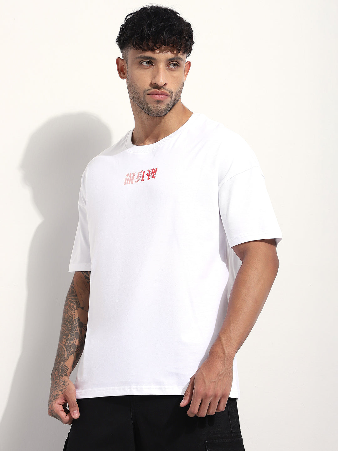 Mens Half Sleeve Drop Shoulder Printed Oversized Fit T-Shirts